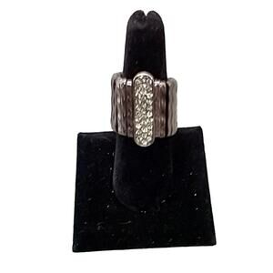 Gunmetal Smoky Rhinestones Stretch Ring